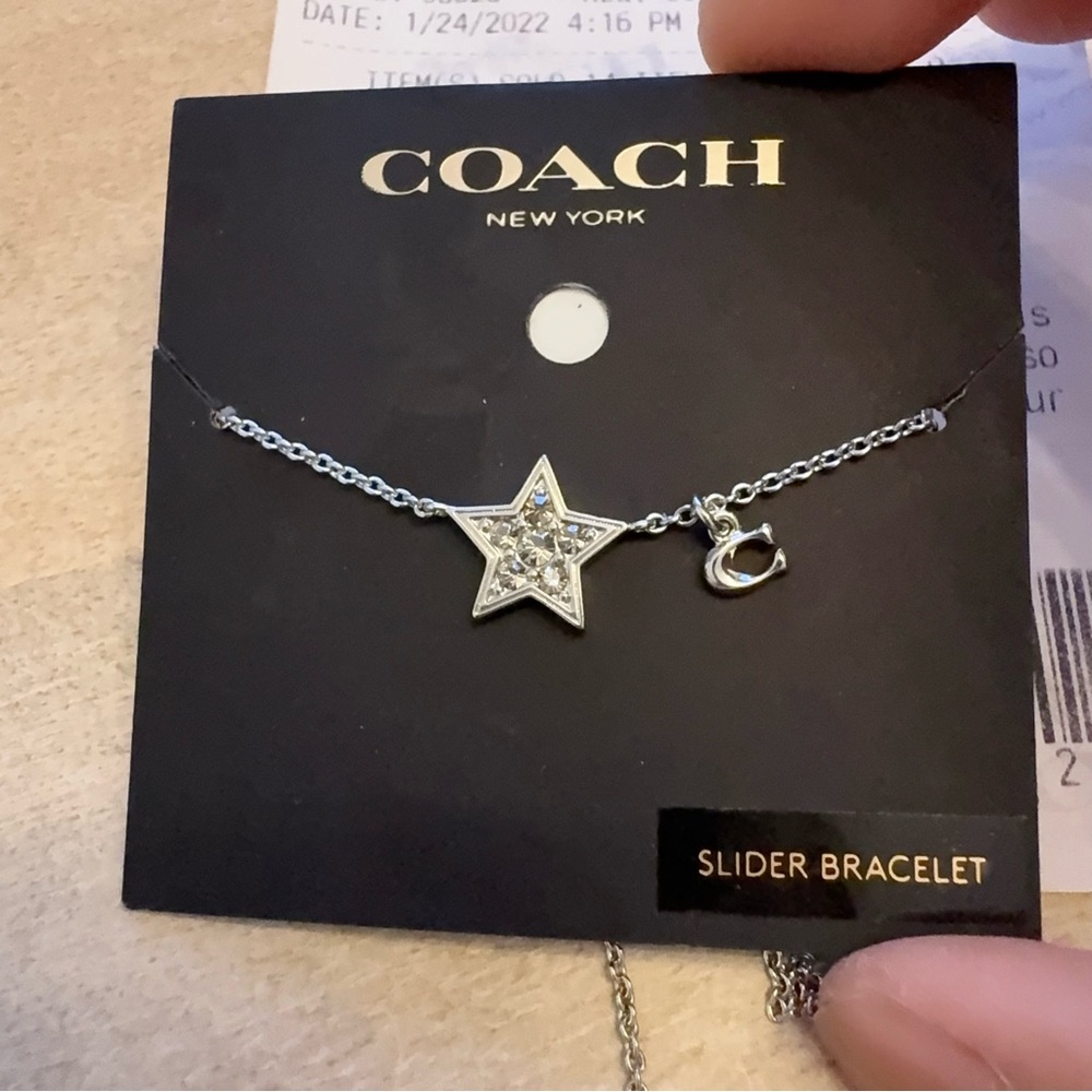 (NEW) COACH PAVE STAR SLIDER BRACELET SILVER C7779